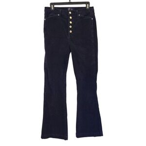 Gap Corduroy High Rise Flare Wide Leg Navy Button fly Sz 10 70s‎ Retro